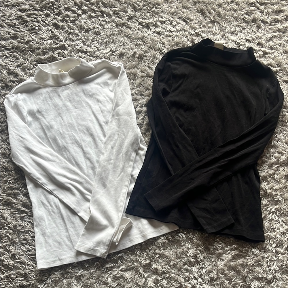 H&M | Bundle Black and White Long Sleeve Turtlenecks, Girls 8/10